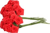 Rayher Decoratie roosjes satijn - 2x - bosje van 12 stuks - rood - 12 cm - hobby/DIY bloemetjes