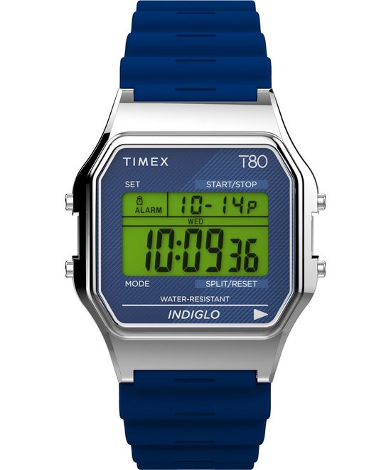 Timex T80 TW2V41200 Horloge - Kunststof - Blauw - Ø 34 mm