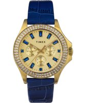 Timex Kaia TW2W10800 Horloge - Leer - Blauw - Ø 40 mm
