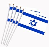 Akyol - Israel vlag - 5 stuks zwaai vlaggetjes - Israëlische vlag- Israel - Free Israel - cadeau - kado - geschenk - gift - verjaardag - feestdag – verassing – War – respect – Oorlog –