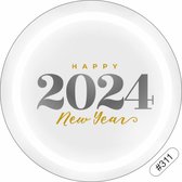'Happy 2024 New Year' Etiketten - Wensetiketten - Cadeau etiketten - Gelukkig nieuwjaar sluitzegels - Happy new year stickers 40 mm 40 st #311