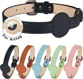 Airtag Halsband - voor Kat en Hond - Zwart - M - Vegan leer - Airtag - Stijlvol en Comfortabel