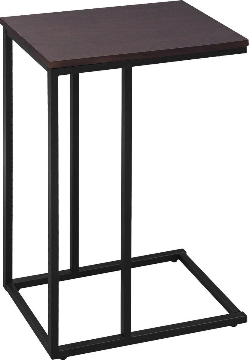 BukkitBow Luxe Bijzettafel / Koffietafel - met Metalen Frame - Geschikt voor Laptop (63CM Hoog) - Donker Bruin