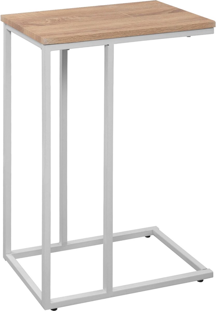 BukkitBow Luxe Bijzettafel / Koffietafel - met Metalen Frame - Geschikt voor Laptop (63CM Hoog) - Wit