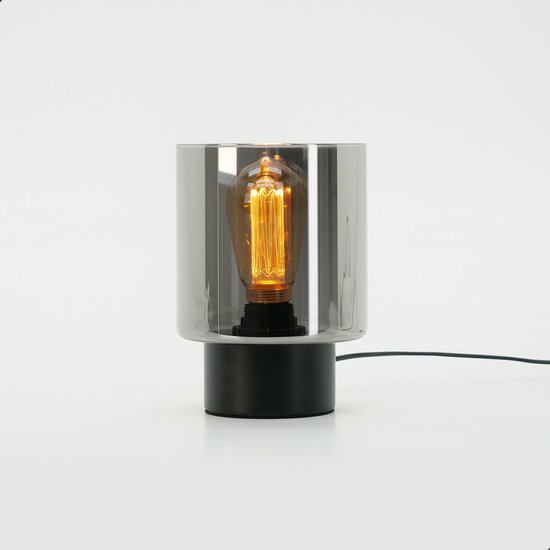 EGLO Gorosiba tafellamp - E27(excl.) - 22cm - rookglas - Metaal - Zwart