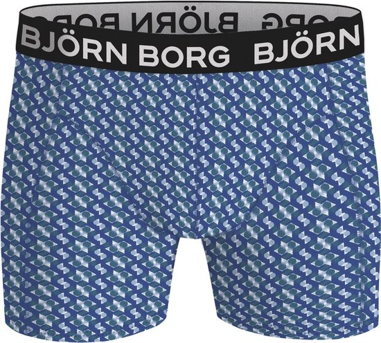 Björn Borg Cotton Stretch boxers - heren boxers normale lengte (1-pack) - blauw dessin - Maat: XL