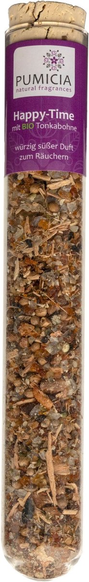 Wierookmix 'Happy Time' in glazen buis, Pumicia, 25 - 30 gram