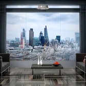 Fotobehangkoning - Behang - Vliesbehang - Fotobehang - Uitzicht vanuit het Raam op Londen - 3D - 400 x 280 cm