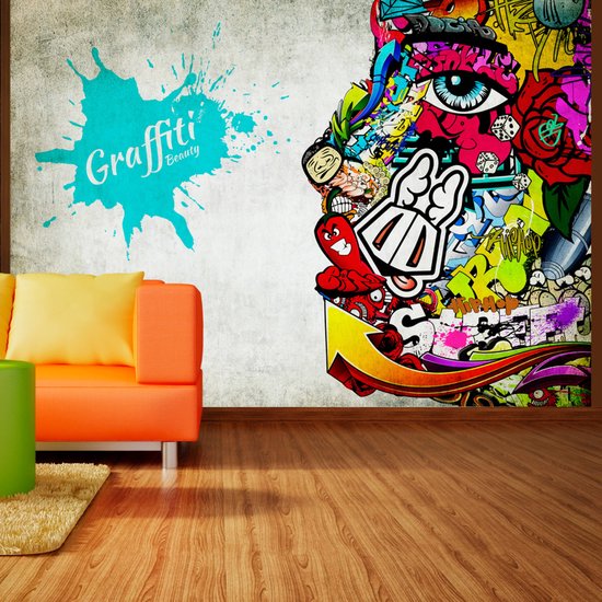 Fotobehangkoning - Behang - Vliesbehang - Fotobehang - Graffiti beauty - 100 x 70 cm