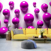 Fotobehangkoning - Behang - Vliesbehang - Fotobehang Paarse Ballen - 3D - 400 x 280 cm