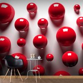 Fotobehangkoning - Behang - Vliesbehang - Fotobehang Rode Ballen - 3D Knikkers - 400 x 280 cm
