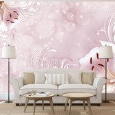 Fotobehangkoning - Behang - Vliesbehang - Fotobehang Sprankelende Roze Bloemen - Tale of Tenderness - 350 x 245 cm