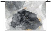 Velours Wandkleed Abstract Marmer Look Grijs met Goud 02 Rechthoek Horizontaal XXXL (150 X 210 CM) - Wandkleden - Met roedes