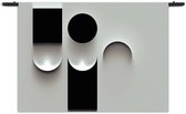 Mezo Wandkleed Scandinavisch Wit met Zwart Element 02 Rechthoek Horizontaal S (40 X 60 CM) - Wandkleden - Met roedes
