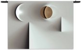 Mezo Wandkleed Scandinavisch Wit met Goudkleurig Element Rechthoek Horizontaal S (40 X 60 CM) - Wandkleden - Met roedes
