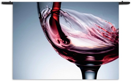 Velours Wandkleed Glas Rode wijn 01 Rechthoek Horizontaal S (40 X 60 CM) - Wandkleden - Met roedes