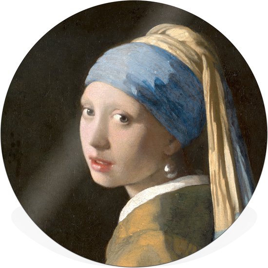 Muurcirkel / wandcirkel voor binnen | 30cm dibond (aluminium) | Meisje met de parel | Johannes Vermeer (oude meesters) | Incl. ophangset voor bevestiging aan de muur