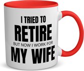 Akyol - i tried to retire koffiemok - theemok - rood - Pensioen - werken voor vrouw - werk - afscheidscadeau - verjaardagscadeau - kado - 350 ML inhoud
