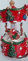 Speeldoos kerst carrousel rood