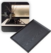 MIRO® Houten Dienblad Rechthoekig - Decoratieve Dienbladen - Serveerblad - Sierblad - 50 x 36 CM - XL - Zwart