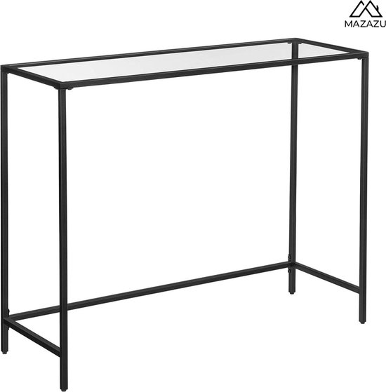 MIRA Home - Tafel - Consoletafel - Zwart - Glas/Metaal - 100x35x80cm