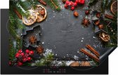 KitchenYeah inductie beschermer 83x51 cm - Kruiden - Kerst stilleven - Kookplaataccessoires - Afdekplaat voor kookplaat - Anti slip mat - Keuken decoratie inductieplaat - Inductiebeschermer - Inductiemat - Beschermmat voor fornuis