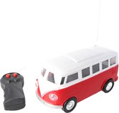 Retro RC bus rood - 9,5 x 7 x 9 cm - Met licht - Inclusief afstandsbediening