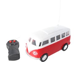 Retro RC bus rood - 9,5 x 7 x 9 cm - Met licht - Inclusief afstandsbediening