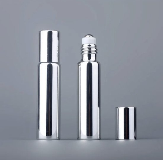 Essentiële olie roller flesjes - Zilverkleurig - 10 ml - 3 stuks - Rollerflesjes - Parfum rol-on fles - Rvs bal.