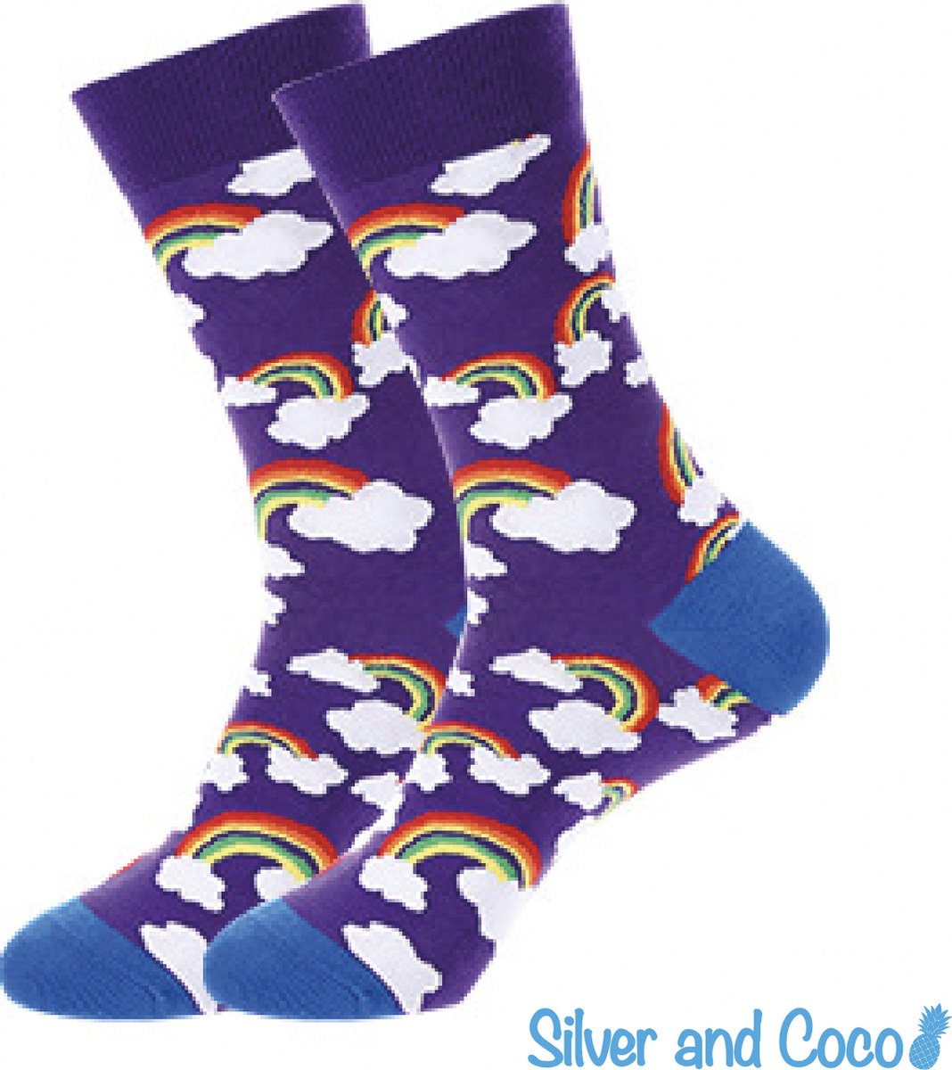 SilverAndCoco - Gekke Vrolijke Foute Sokken / Leuke Grappige Dikke Warme Huissokken Dames & Heren Kerstcadeau pakket / Thermosokken Katoen / Wintersokken Sinterklaas Schoen Kerst Cadeau Socks Mannen en Vrouwen - Pride / Regenboog