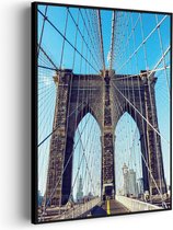 Akoestisch Schilderij Brooklyn Bridge New York Voetganger Rechthoek Verticaal Pro XL (86 X 120 CM) - Akoestisch paneel - Akoestische Panelen - Akoestische wanddecoratie - Akoestisch wandpaneel