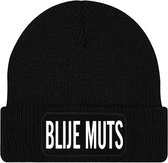 BLIJE MUTS muts - Zwart (witte letters) - Beanie - One Size - Uniseks - Grappige teksten | Designs - Wintersport - Aprés ski muts - Ik ben vandaag zo vrolijk - Cadeau