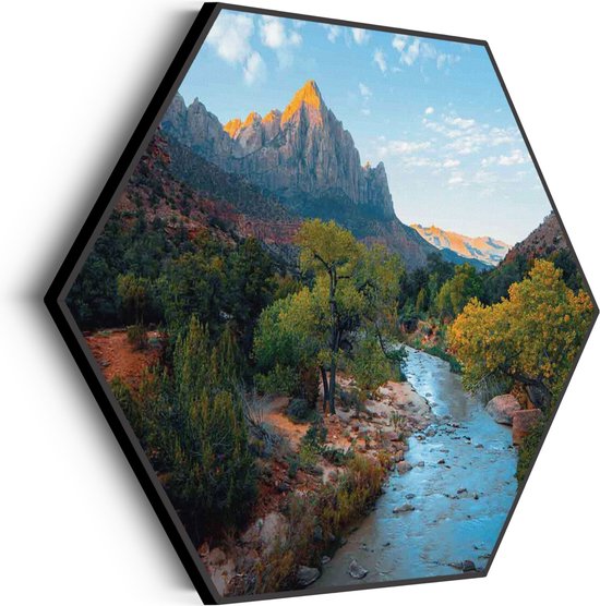 Akoestisch Schilderij De rivier van Zion Hexagon Basic XL (140 X 121 CM) - Akoestisch paneel - Akoestische Panelen - Akoestische wanddecoratie - Akoestisch wandpaneel
