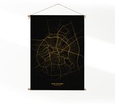 Textielposter Apeldoorn Plattegrond Zwart Geel XL (125 X 90 CM) - Wandkleed - Wanddoek - Wanddecoratie