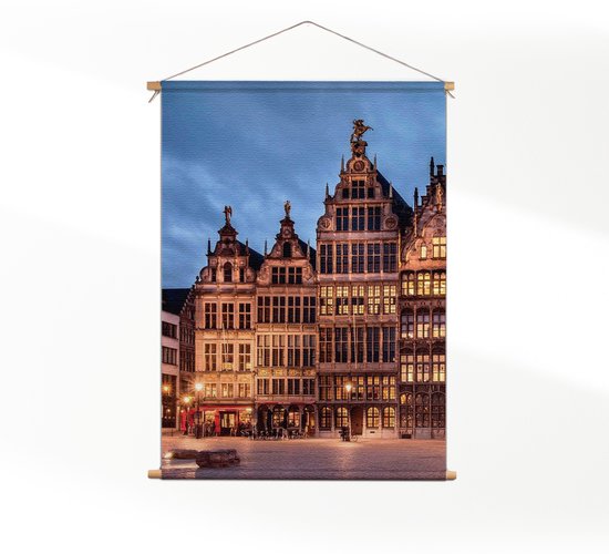 Textielposter Grote Markt Antwerpen M (55 X 40 CM) - Wandkleed - Wanddoek - Wanddecoratie