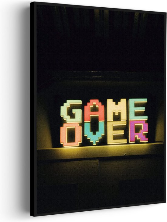 Akoestisch Schilderij Game Over Rechthoek Verticaal Pro XL (86 X 120 CM) - Akoestisch paneel - Akoestische Panelen - Akoestische wanddecoratie - Akoestisch wandpaneel