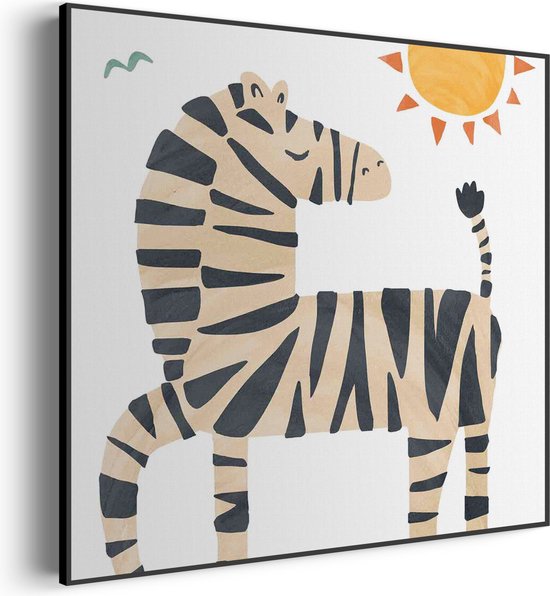 Akoestisch Schilderij Zebrapaardje in het zonnetje Vierkant Pro S (50 X 50 CM) - Akoestisch paneel - Akoestische Panelen - Akoestische wanddecoratie - Akoestisch wandpaneel