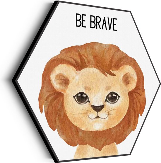 Tableau Acoustique Be Brave Lion Hexagon Basic L (100 X 86 CM) - Panneau acoustique - Panneaux acoustiques - Décoration murale acoustique - Panneau mural acoustique