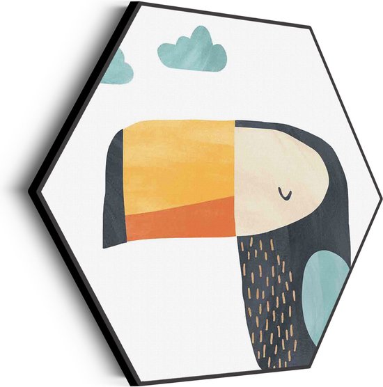 Tableau Acoustique Toucan dans les nuages ​​Hexagon Basic M (60 X 52 CM) - Panneau acoustique - Panneaux acoustiques - Décoration murale acoustique - Panneau mural acoustique