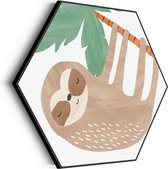 Akoestisch Schilderij De Luie luiaard Hexagon Basic M (60 X 52 CM) - Akoestisch paneel - Akoestische Panelen - Akoestische wanddecoratie - Akoestisch wandpaneel