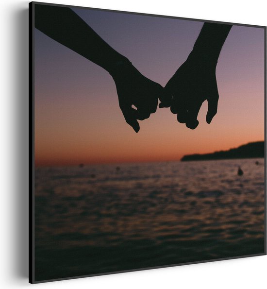 Akoestisch Schilderij De Strandwandeling Vierkant Pro XL (100X100) - Akoestisch paneel - Akoestische Panelen - Akoestische wanddecoratie - Akoestisch wandpaneel