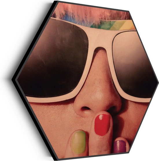 Akoestisch Schilderij Keep Silence Hippie Hexagon Basic M (60 X 52 CM) - Akoestisch paneel - Akoestische Panelen - Akoestische wanddecoratie - Akoestisch wandpaneel