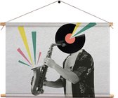 Textielposter De saxofoon Rechthoek Horizontaal M (30 X 40 CM) - Wandkleed - Wanddoek - Wanddecoratie