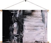 Textielposter Zwart wit schilderwerk Rechthoek Horizontaal XXL (85 X 120 CM) - Wandkleed - Wanddoek - Wanddecoratie
