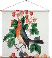 Textielposter Prent Natuur Vogel en Bloemen 11 Vierkant XXXL (120 X 120 CM) - Wandkleed - Wanddoek - Wanddecoratie