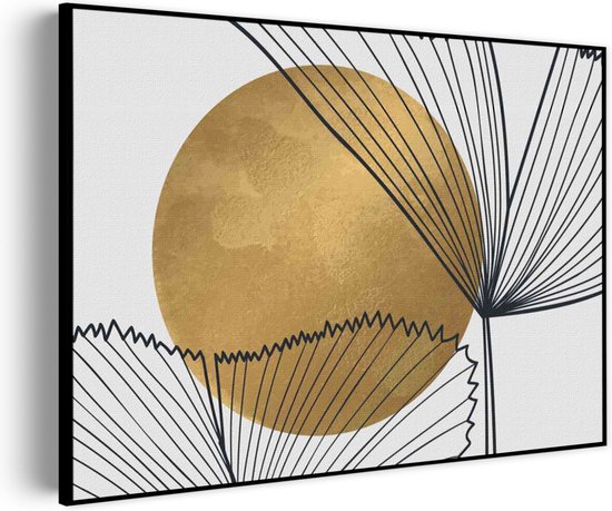 Akoestisch Schilderij Scandinavisch Design Plant met Goud Element 01 Rechthoek Horizontaal Pro L (100 x 72 CM) - Akoestisch paneel - Akoestische Panelen - Akoestische wanddecoratie - Akoestisch wandpaneelKatoen L (100 x 72 CM)