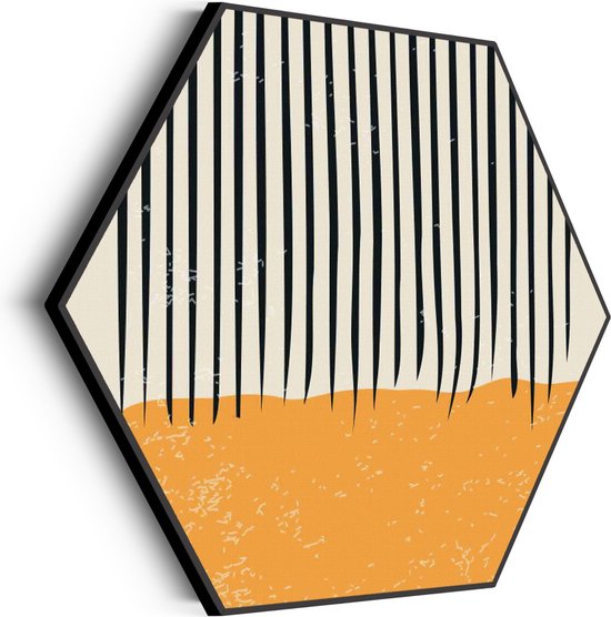 Akoestisch Schilderij Scandinavisch Oranje Zwart Hexagon Basic XL (140 X 121 CM) - Akoestisch paneel - Akoestische Panelen - Akoestische wanddecoratie - Akoestisch wandpaneelKatoen XL (140 X 121 CM)