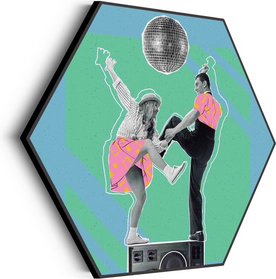 Akoestisch Schilderij The Dancing Disco Hexagon Basic L (100 X 86 CM) - Akoestisch paneel - Akoestische Panelen - Akoestische wanddecoratie - Akoestisch wandpaneel