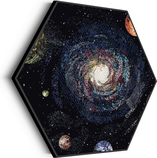 Peinture Acoustique Notre système planétaire Hexagon Basic XL (140 X 121 CM) - Panneau acoustique - Panneaux acoustiques - Décoration murale acoustique - Panneau mural acoustique