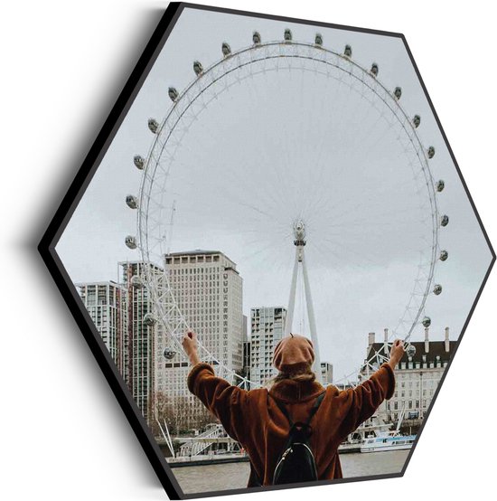 Akoestisch Schilderij London Eye Hexagon Basic M (60 X 52 CM) - Akoestisch paneel - Akoestische Panelen - Akoestische wanddecoratie - Akoestisch wandpaneel